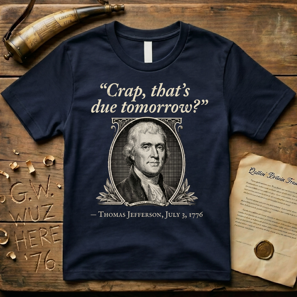 "Crap That's Due Tomorrow?" Thomas Jefferson Dark-Style T-Shirt