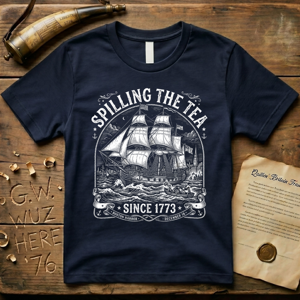 Spilling The Tea Since 1773 Vintage Colonial Engraving Style T-Shirt