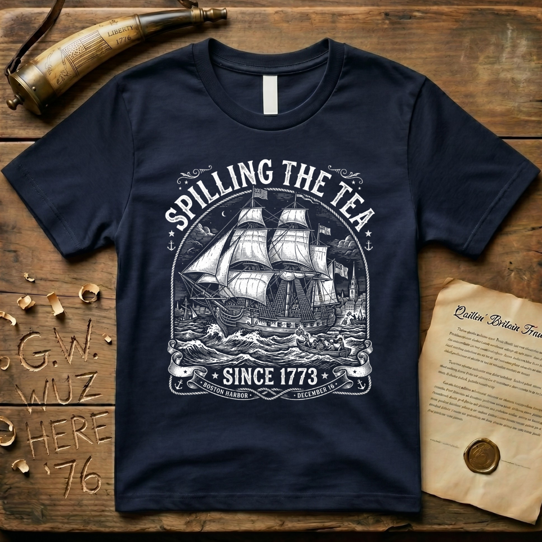Spilling The Tea Since 1773 Vintage Colonial Engraving Style T-Shirt