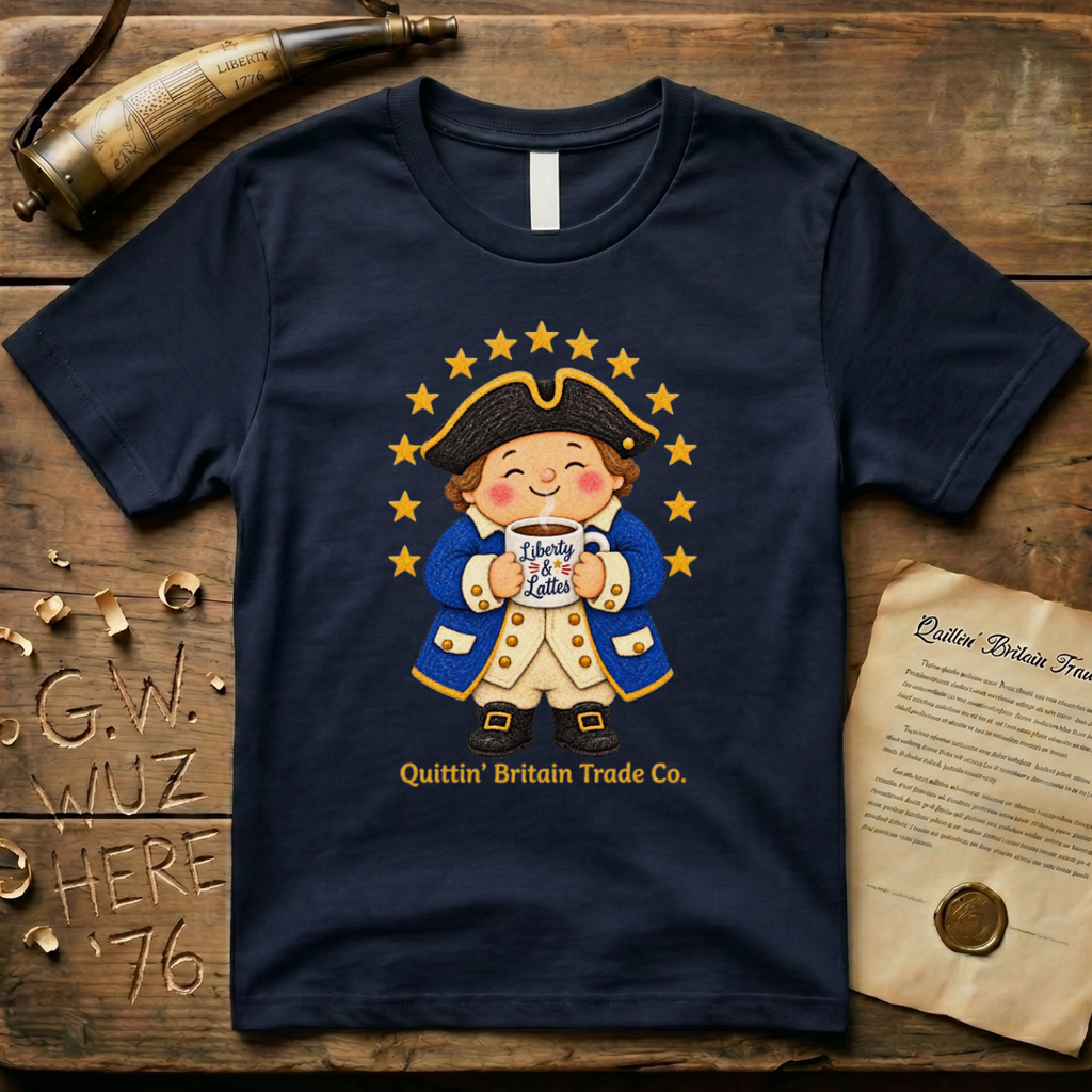 Liberty & Lattes Printed Patchwork Cute Patriot Coffee T-Shirt
