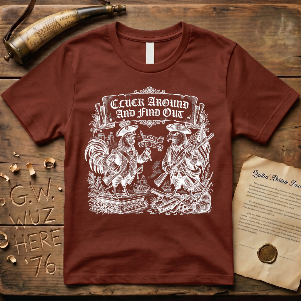 Cluck Around and Find Out Woodcut Dark-Style T-Shirt