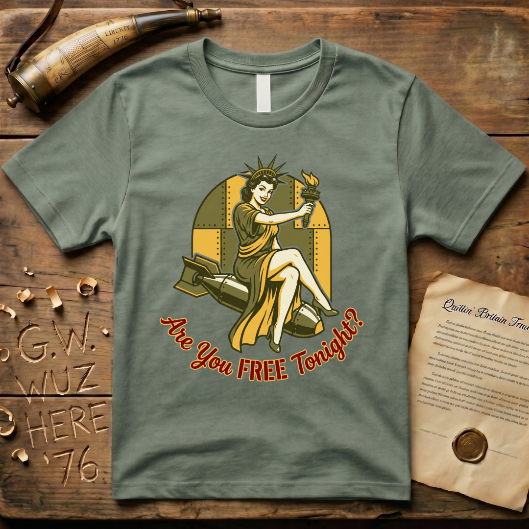 Lady Liberty Are You FREE Tonight Bomber Design T-Shirt