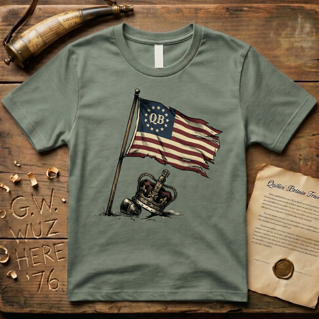 Quittin' Britain Trade Co. QB Flag Over Crown Design T-Shirt