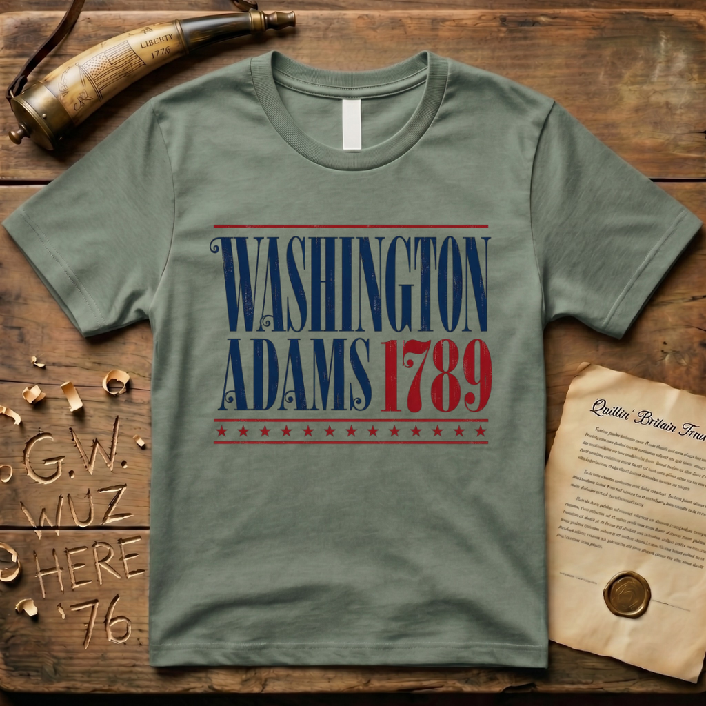 Washington - Adams 1789 Vintage Americana Presidential Campaign T-Shirt