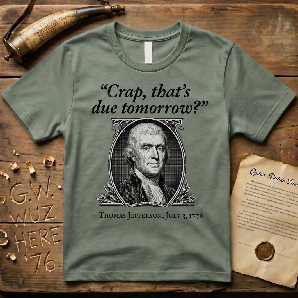"Crap That's Due Tomorrow?" Thomas Jefferson July 3rd, 1776 T-Shirt