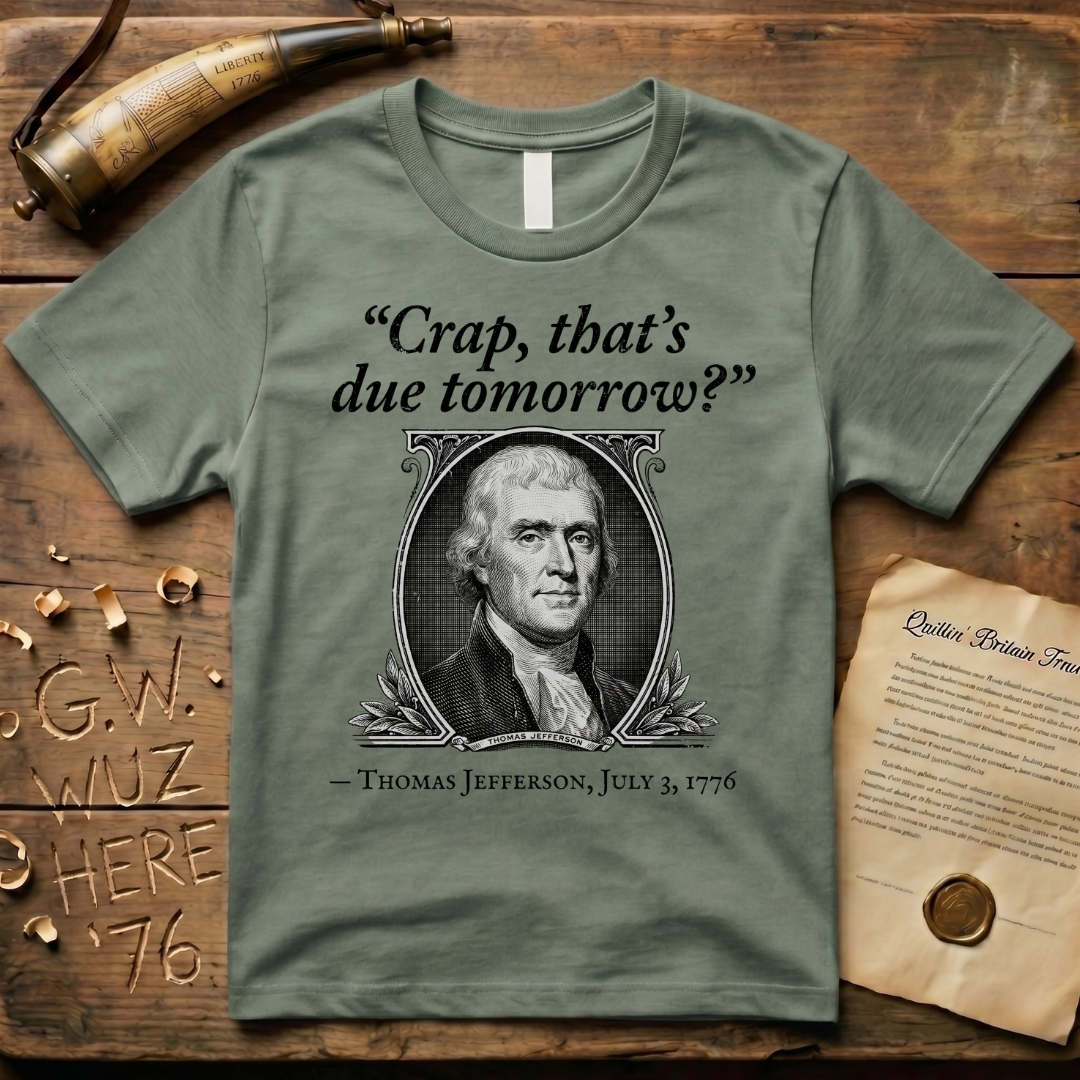 "Crap That's Due Tomorrow?" Thomas Jefferson July 3rd, 1776 T-Shirt