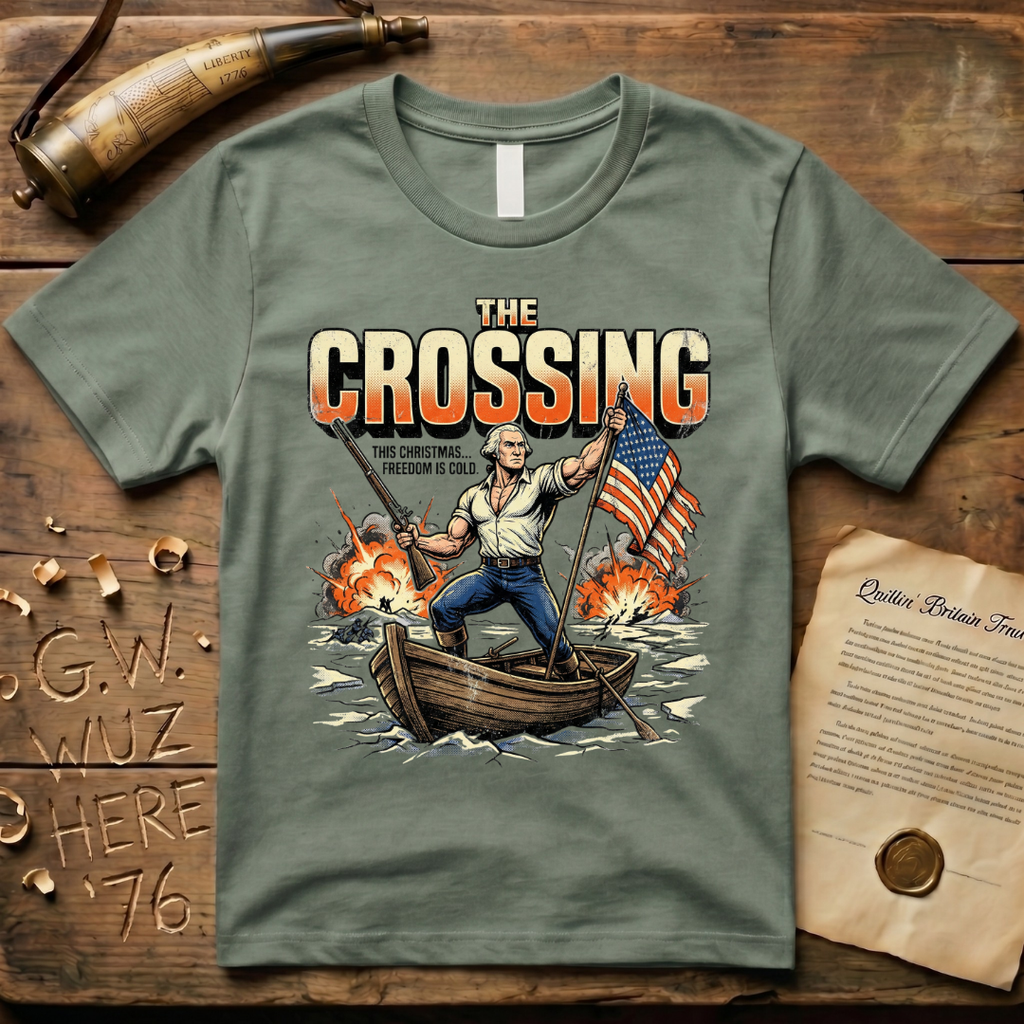 George Washington "The Crossing" "This Christmas Freedom Is Cold" Action Movie T-Shirt