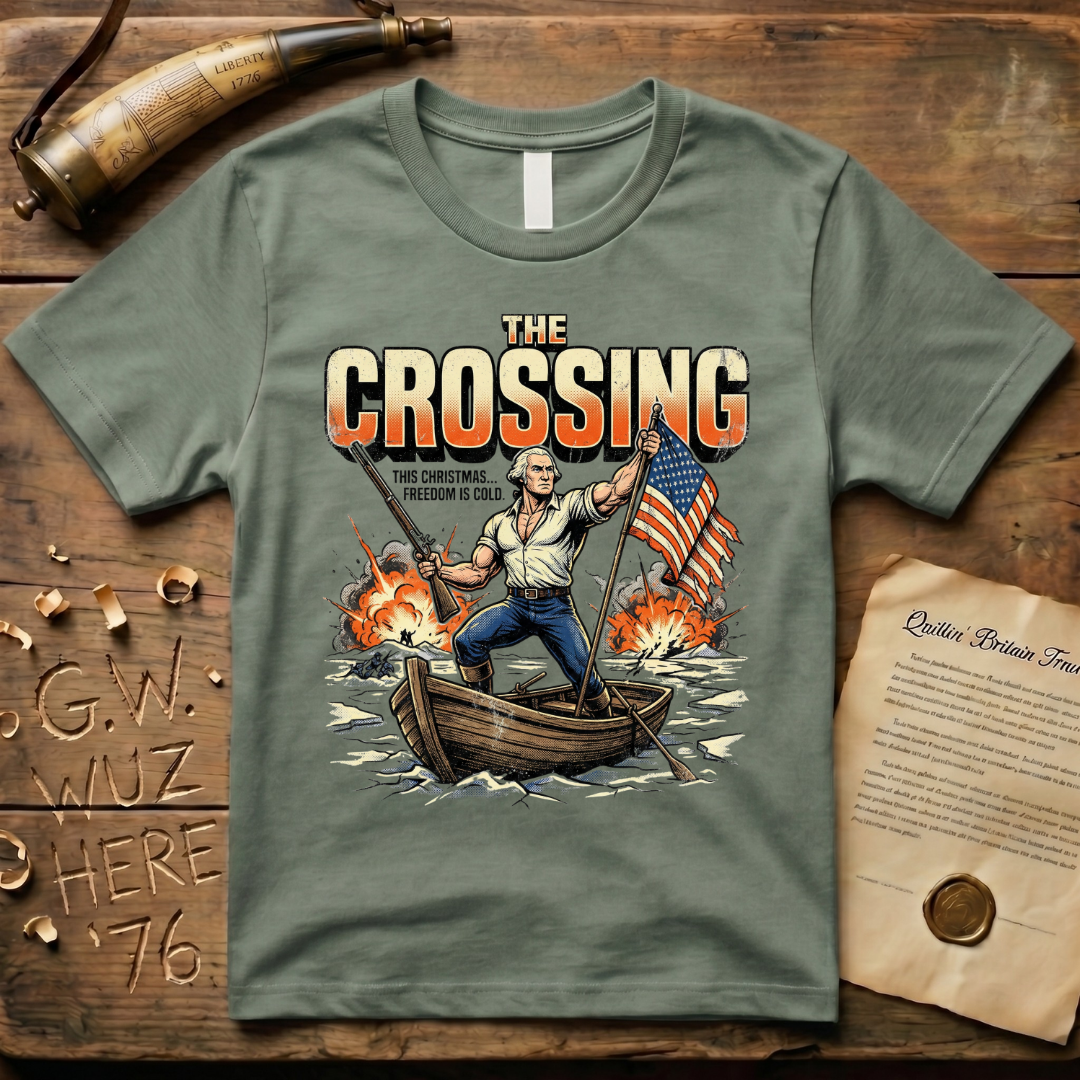 George Washington "The Crossing" "This Christmas Freedom Is Cold" Action Movie T-Shirt