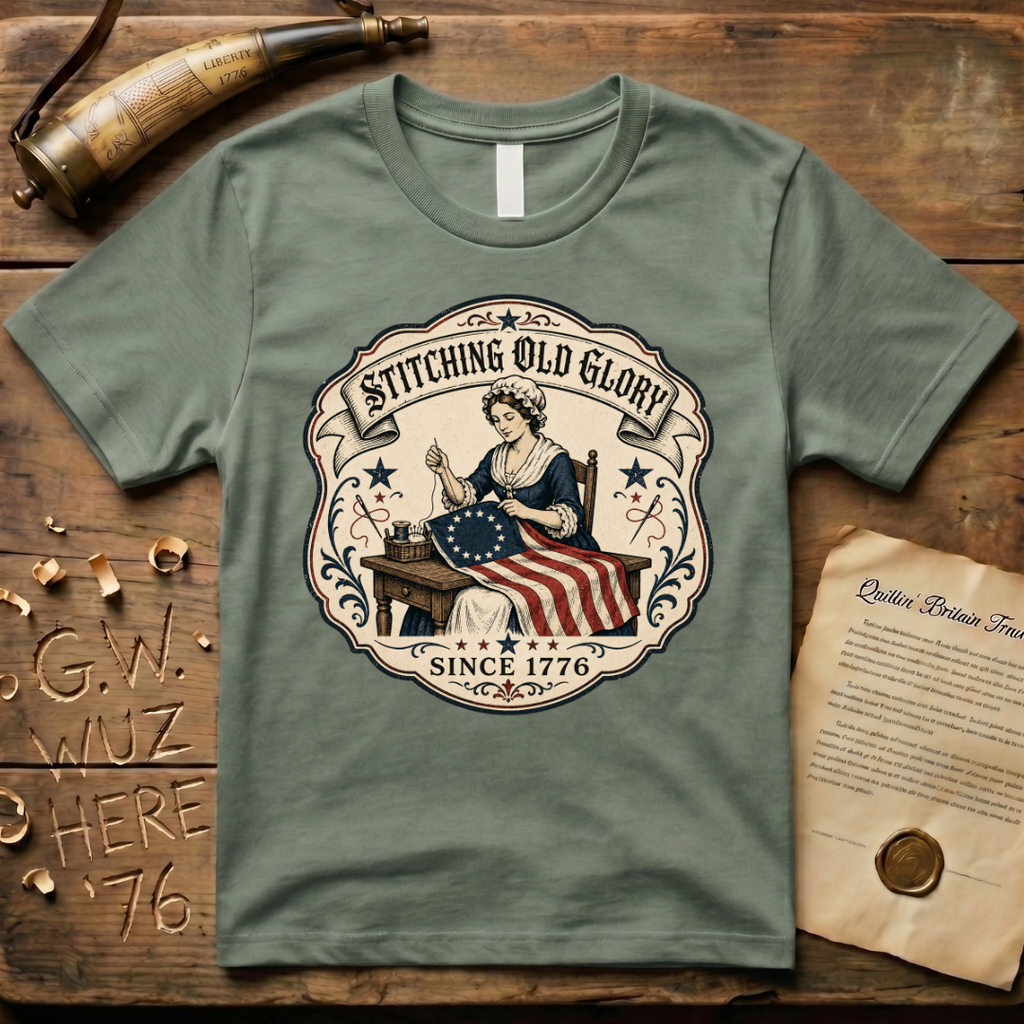 Stitching Old Glory Betsy Ross Sewing 1776 Flag T-Shirt
