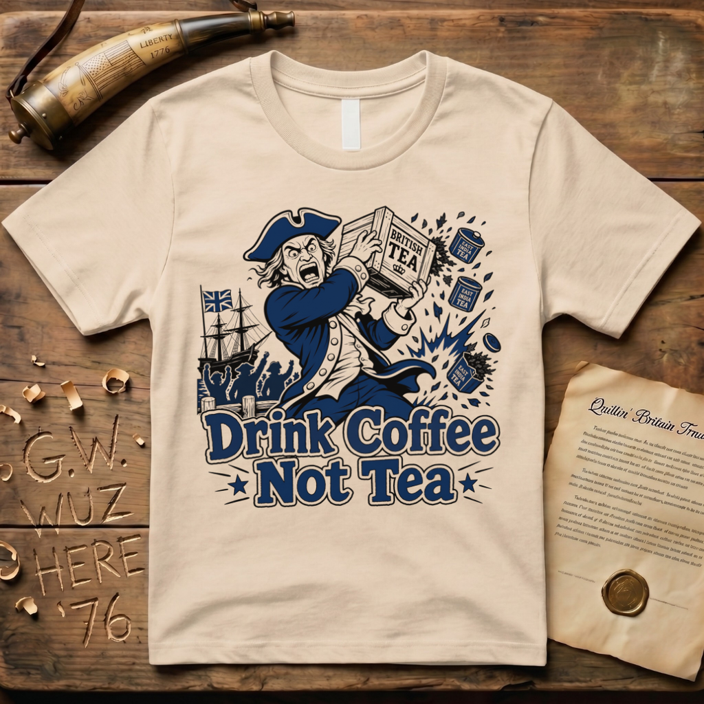 Crazed Colonist Drink Coffee Not Tea T-Shirt