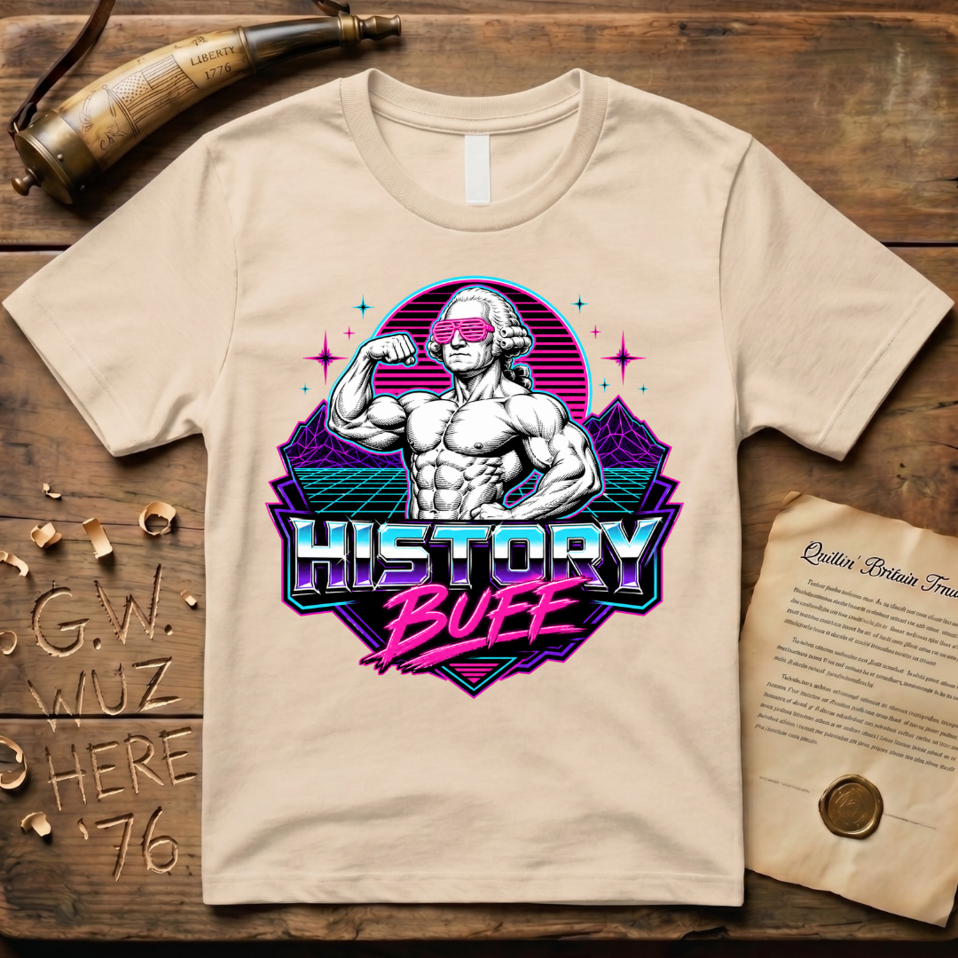 History Buff 1980's George Washington Flexing T-Shirt