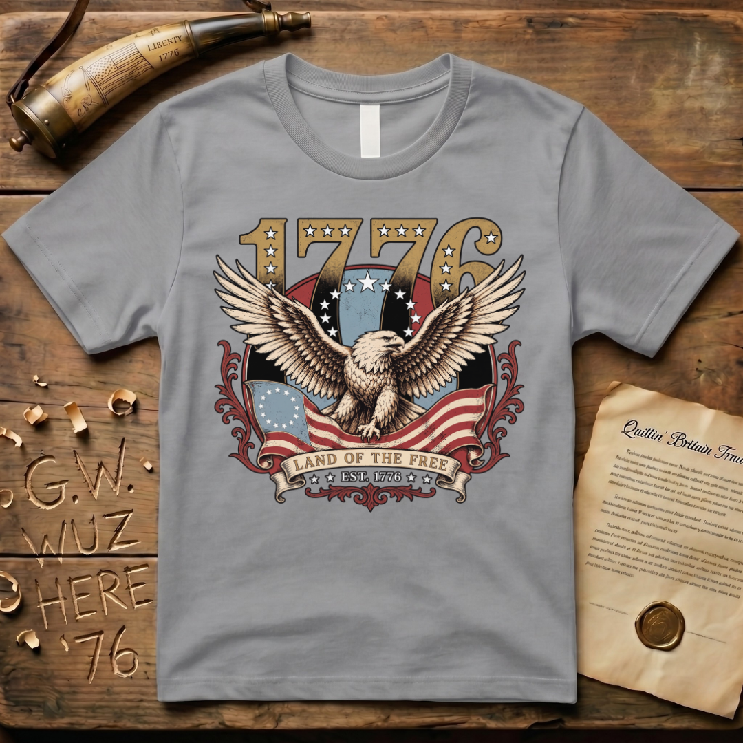 Majestic American Eagle - Land of the Free 1776 Dark T-Shirt