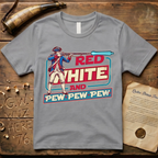 Red White and Pew Pew Pew Vintage Laser Space Musket T-Shirt
