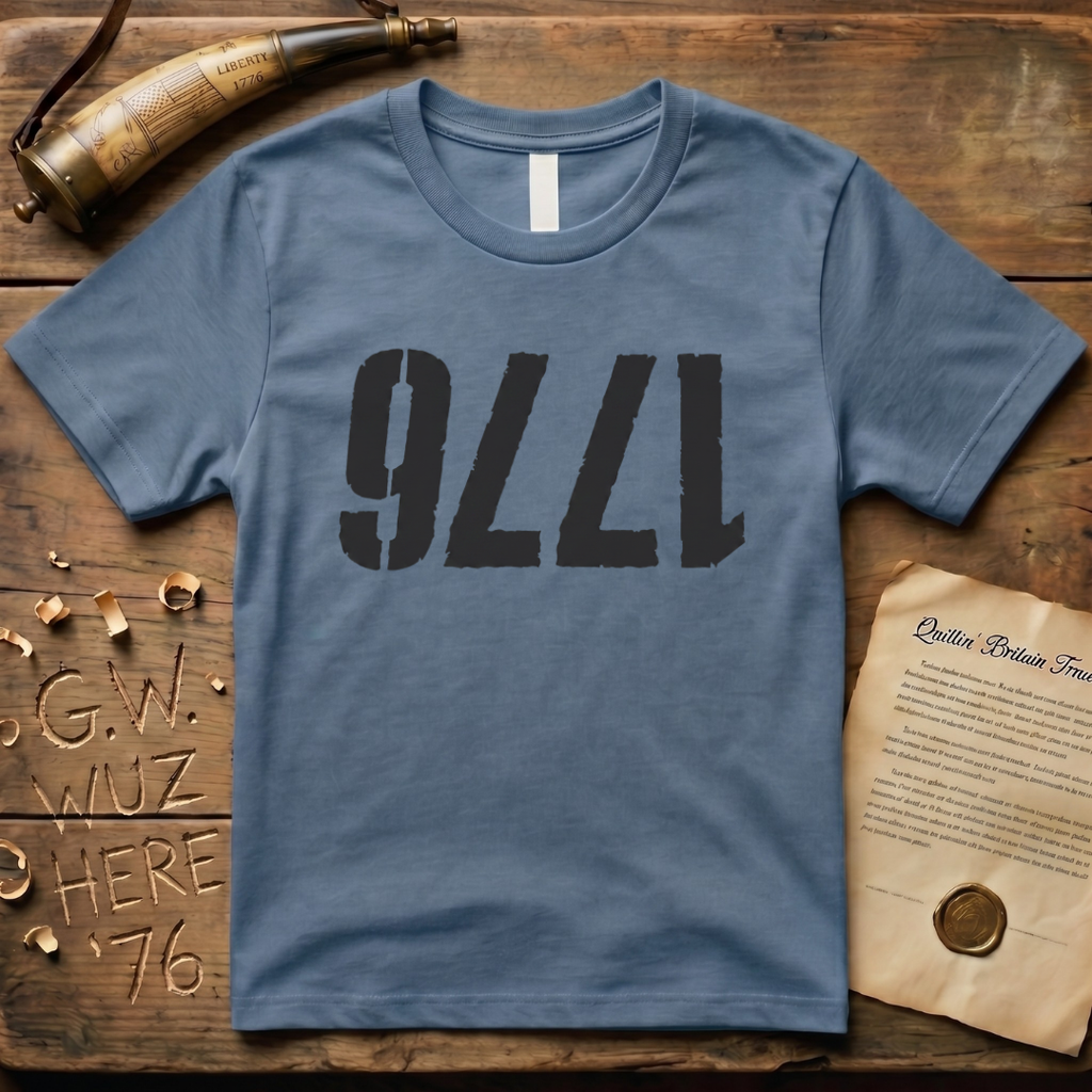 Upside Down 1776 Grunge-Style Light T-Shirt
