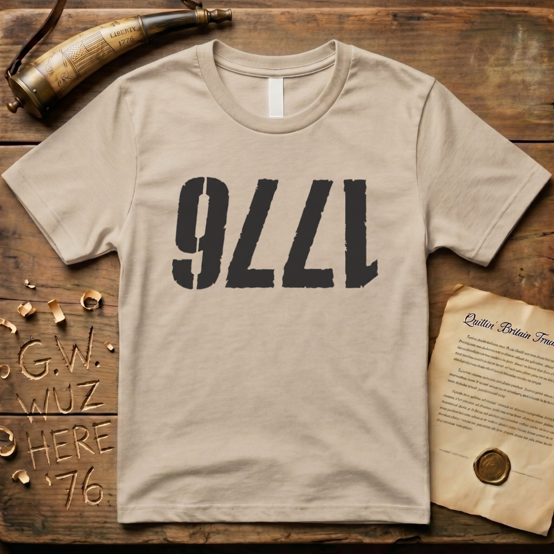 Upside Down 1776 Grunge-Style Light T-Shirt