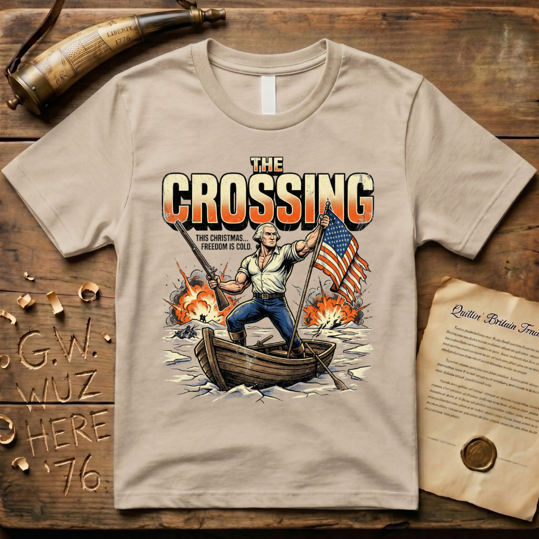 George Washington "The Crossing" "This Christmas Freedom Is Cold" Action Movie T-Shirt