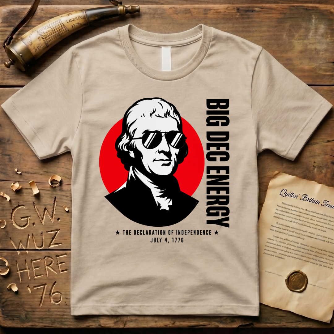 Thomas Jefferson Big DEC Energy 1776 Declaration of Independence Light T-Shirt