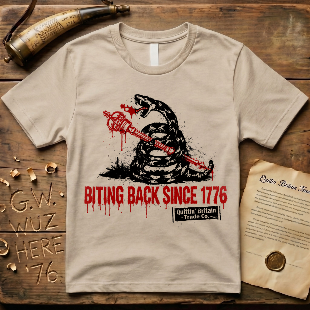 Quittin' Britain Trade Co. Biting Back Since 1776 Timber Rattlesnake T-Shirt
