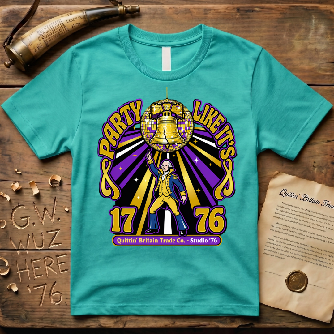 Party Like It's 1776 George Washington 1970's Disco-Style T-Shirt