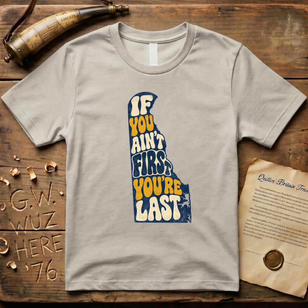 Retro 1970's Style Delaware The First State "If You Ain't First You're Last" T-Shirt