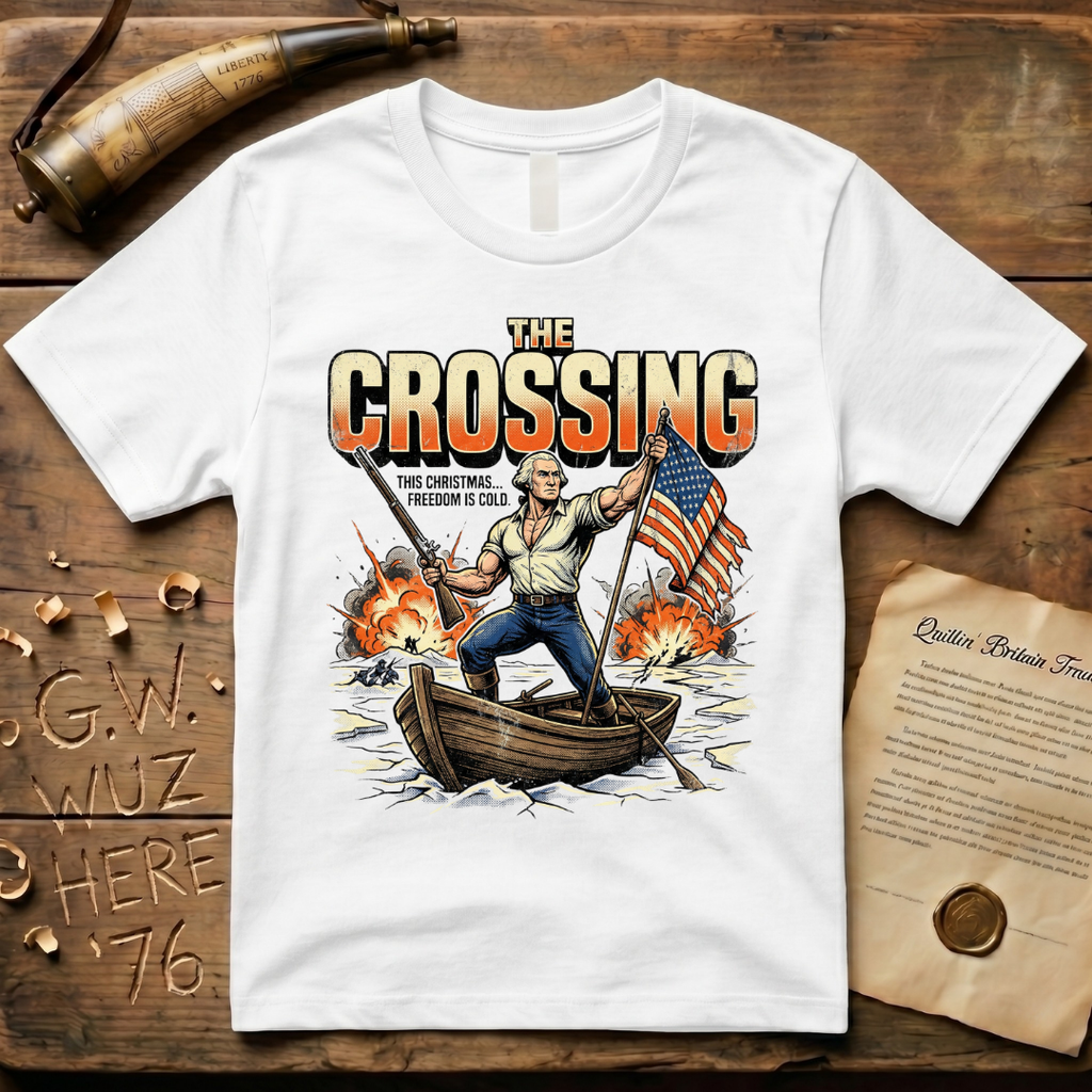 George Washington "The Crossing" "This Christmas Freedom Is Cold" Action Movie T-Shirt