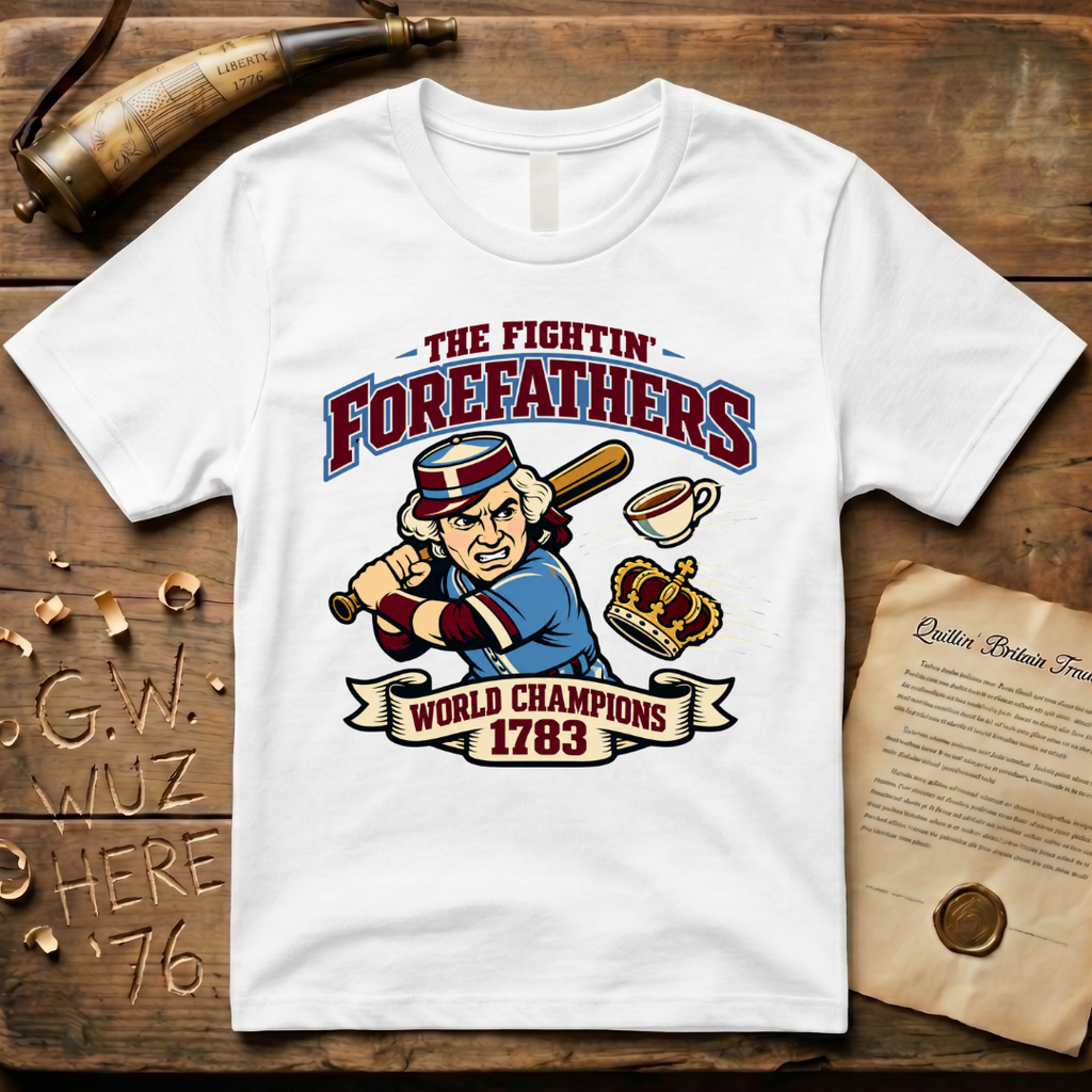 The Fightin' Forefathers World Champions 1783 Baseball Retro Batter T-Shirt