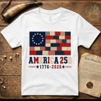 Printed Patchwork America 250 1776-2026 Betsy Ross Flag T-Shirt
