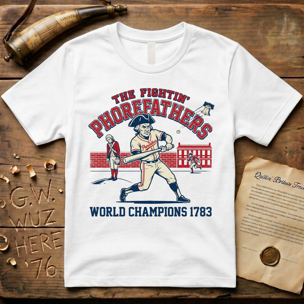 The Fightin' Phorefathers - World Champions 1783 Baseball T-Shirt