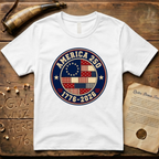 Printed Patchwork Badge America 250 1776-2026 Betsy Ross Flag T-Shirt