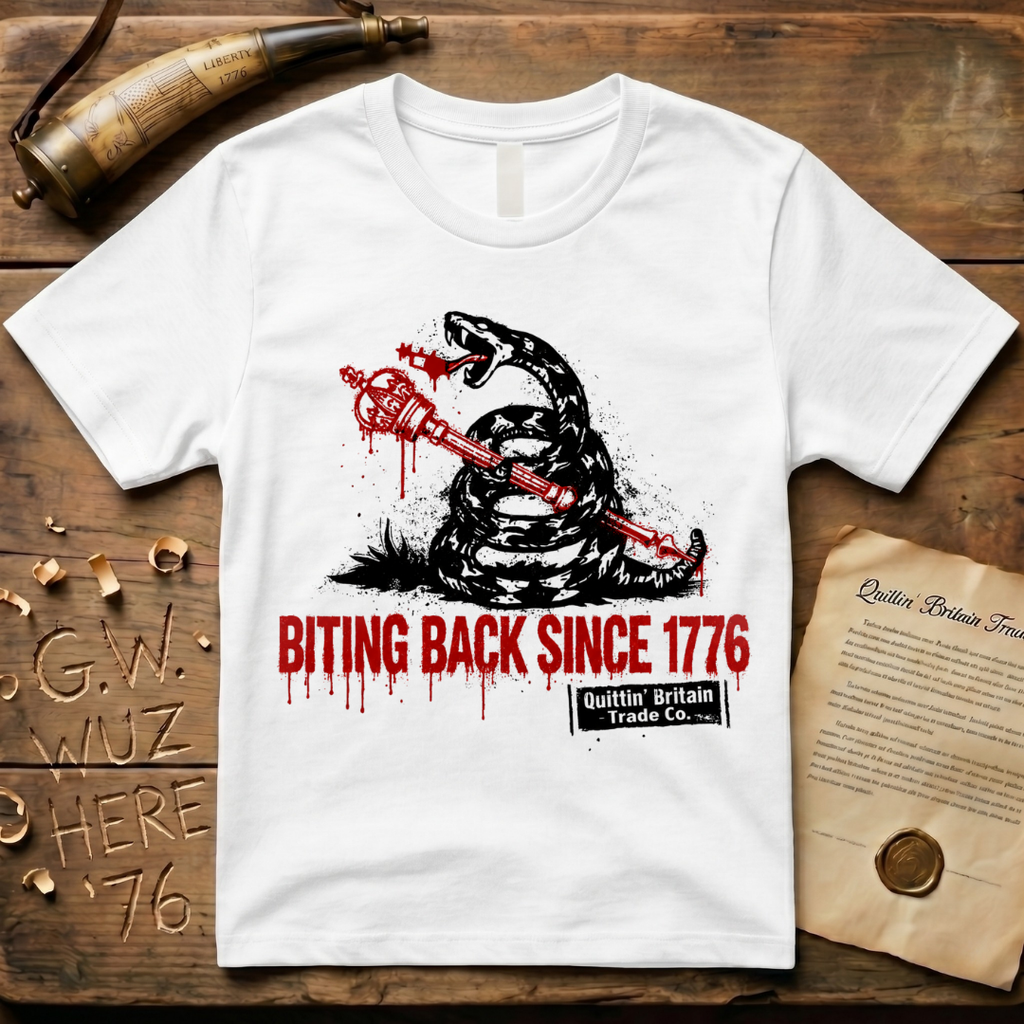 Quittin' Britain Trade Co. Biting Back Since 1776 Timber Rattlesnake T-Shirt