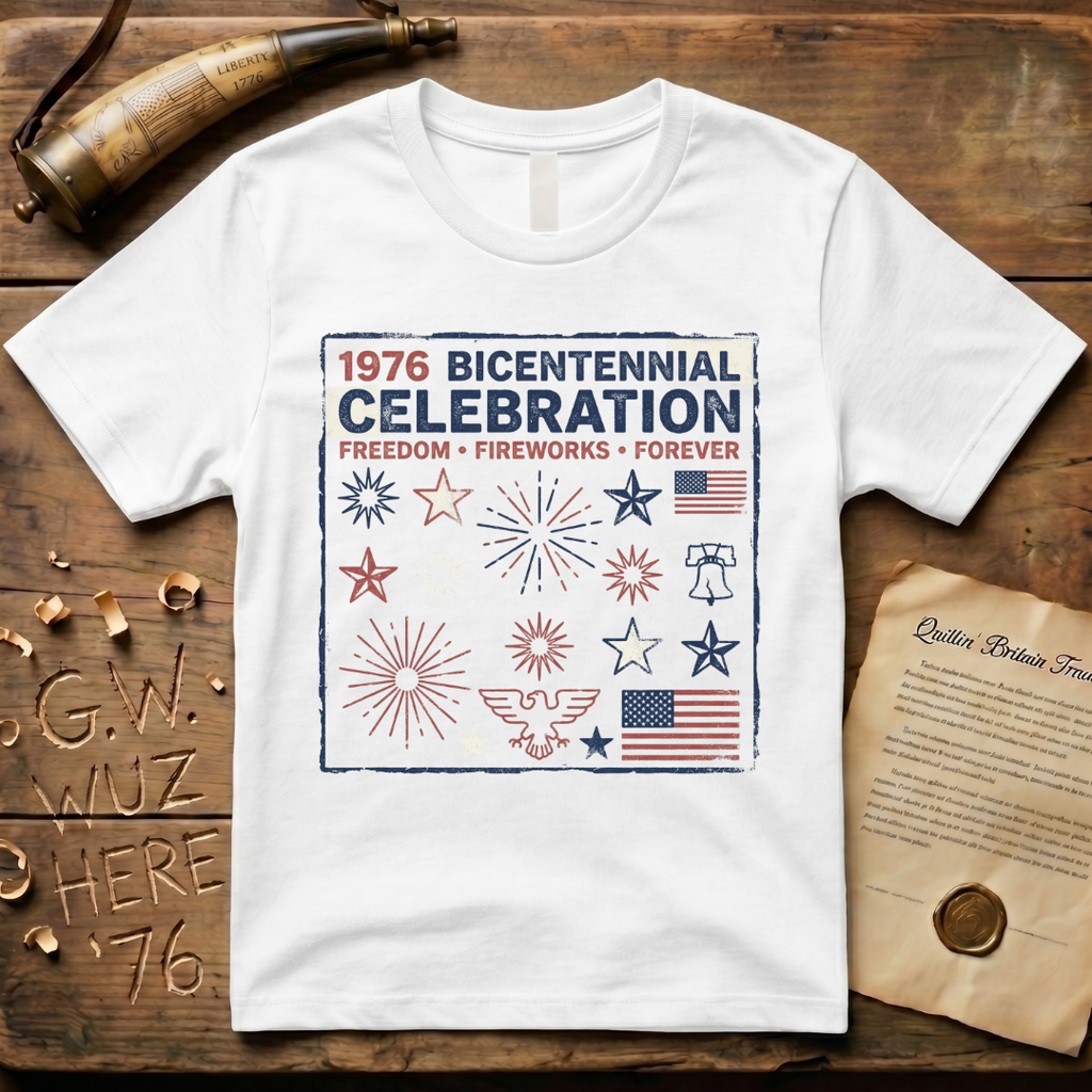 Retro 1976 Bicentennial Celebration Freedom, Fireworks, Forever T-Shirt