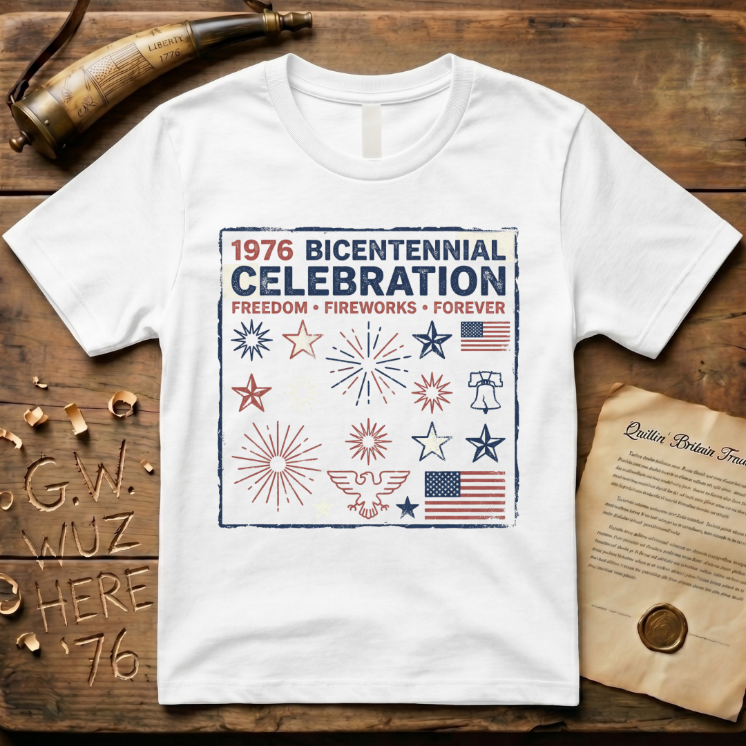 Retro 1976 Bicentennial Celebration Freedom, Fireworks, Forever T-Shirt