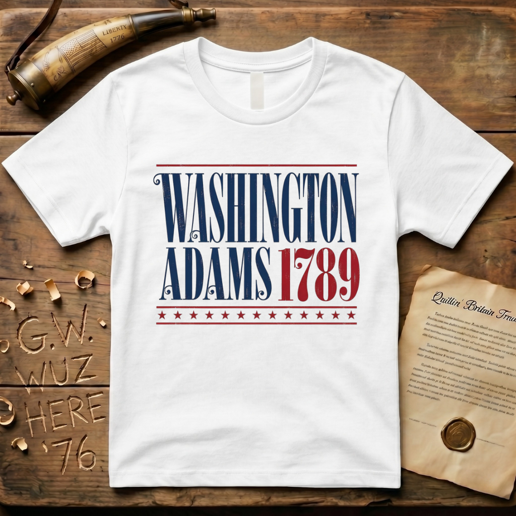 Washington - Adams 1789 Vintage Americana Presidential Campaign T-Shirt
