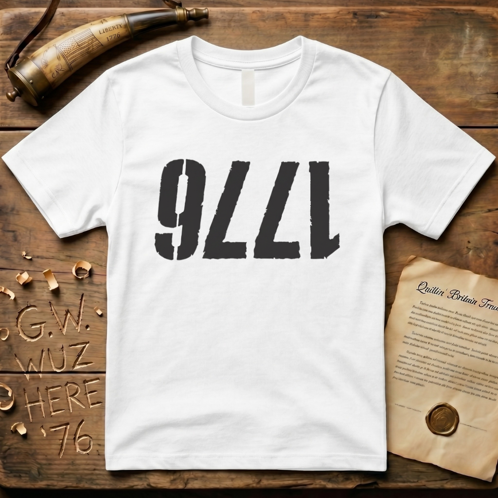 Upside Down 1776 Grunge-Style Light T-Shirt