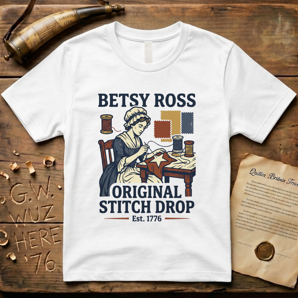 Betsy Ross The Original Stitch Drop American Flag 1776 T-Shirt