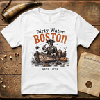 Boston Harbor Skeleton "Dirty Water" Tea Party 1773 Light T-Shirt